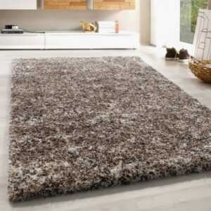 Hochflor Shaggy Teppich Soft Langflorteppich Taupe Beige Mocca Creme Meliert