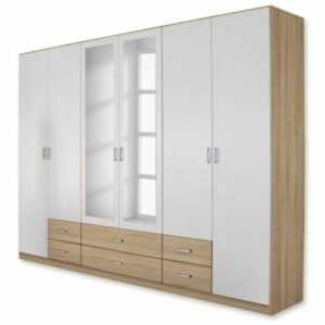 Kombi-Drehtürenschrank - Sonoma Eiche-weiß - 271 cm Kleiderschrank Schrank