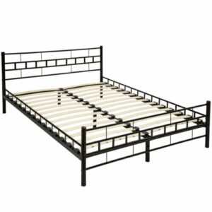 Metallbett 140x200 cm mit Lattenrost Schlafzimmer Bettgestell Doppelbett schwarz