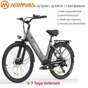 26 Zoll E-BIKE Elektrofahrrad 250W 13Ah Fahrrad Pedelec E-City Bike 7 Gänge