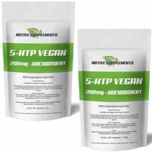 5-HTP Tabletten Vegan / 200mg Hochdosiert 5-Hydroxytryptophan Stimmungsaufheller