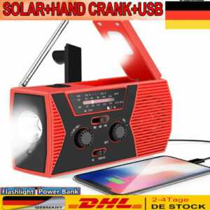 Solar Radio Kurbelradio Tragbares Notfall AM/FM mit USB Handyladefunktion DHL