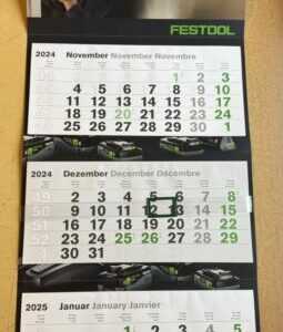 Festool Wandkalender 2025 Kalender 3 Monatskalender Jahreskalender Fanartikel