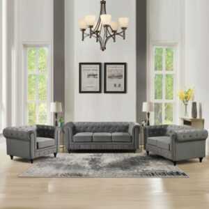 Happy Home gepolsteter 3-2-1 Sitzer Sofa-Set HSP106-DGR dunkelgrau