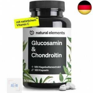 Glucosamin & Chondroitin – 180 Kapseln mit Vitamin C – trägt zu einer normalen K