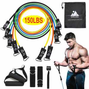 EVOLAND Fitnessband Resistance Band Widerstandsbänder Set Fitnessbänder Türanker