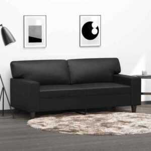 2-Sitzer-Sofa Schwarz 140 cm Kunstleder