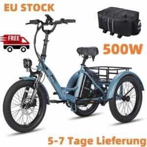 20 Zoll Fafrees Elektro-Dreirad E-Bike 3 Räder Fahrrad 500W Cargo Trike mit Korb