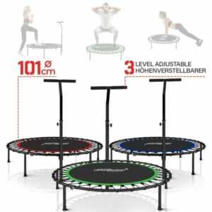 Physionics® Fitness Trampolin Griff Indoor/Outdoor Mini Faltbar Jumping Sport