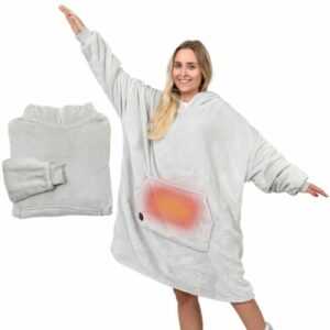 USB Beheizter Oversized Hoodie Pullover Flauschige Kuscheldecke