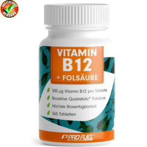 VITAMIN B12 hochdosiert - 365 Tabletten - 500µg Vit B12 + FOLSÄURE 200µg pro Tag