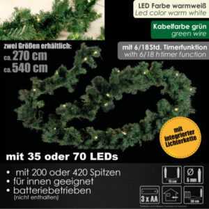 2,7/5,4m Weihnachtsgirlande 35/70 LED Batterie Timer Lichterkette Weihnachtsdeko