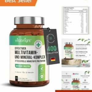 Multivitamin Tabletten Hochdosiert 400, 13 Monate Vitamine, Mineralien & Ergänzu