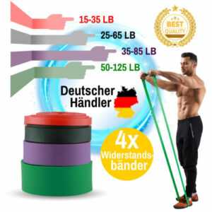 Widerstandsbänder Fitnessband Gymnastikband 4 tlg Sport Gummiband Fitnessbänder