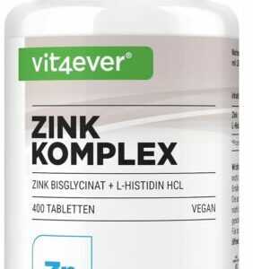 Zink Komplex - 400 Tabletten  á 25 mg + Histidin HCL - Hochdosiert + Vegan