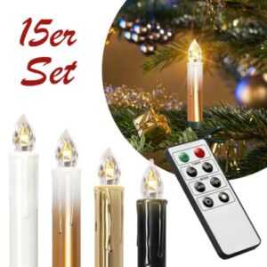 15 kabellose LED Weihnachtskerzen Christbaumkerzen Kerze Flammeneffekt Baumkerze