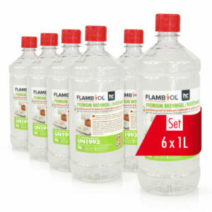 6 x 1 L FLAMBIOL® Premium Brenngel aus Bioethanol für Tischfeuer & Gelkamine