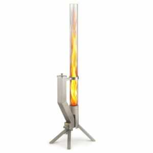 GARDENFLARE Feuerrohr – Edelstahl Feuersäule Pelletfackel Gartenkamin Silber