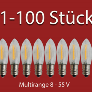 LED Filament E10 Topkerzen Riffelkerze Ersatzbirnen warmweiß multirange 8-55 V