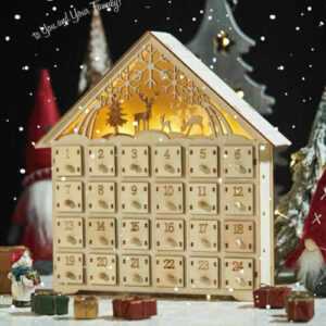 Weihnachts Krippe m. Holz Stall - 26x13 cm - Tisch Deko Figuren Advent Kalender