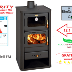 PRITY FM Kaminofen mit Backfach, Küchenofen 12,1 kW EEK A Ecodesign