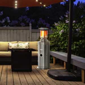 Outsunny Terrassenheizer 10KW Heizstrahler mit Handgriff Rädern Stahl Silber