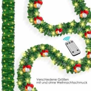 KESSER® Weihnachtsgirlande Beleuchtung 100 LED Tannen Girlande Weihnachtsdeko