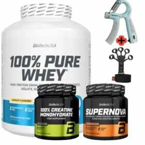 100% pure Whey 2270g BioTechUSA + Creatine 300g+ Pre Workout + 2FREE Handtrainer