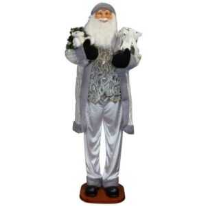 XXL Weihnachtsmann 180cm silber Deko Figur stehend Weihnachten Nikolaus Santa