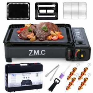 ZMC 2in1 Gas Kocher Campingkocher + Grillplatte Gasgrill Outdoor Camping Kocher