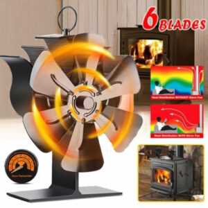 Ofenventilator Kaminofen Ventilator Stromloser Lüfter Stove Fan Gebläse 6-Flügel