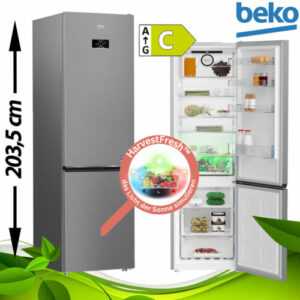 Beko Kühl Gefrierkombination NoFrost  Kühlschrank 203,5 cm Edelstahl Optik 355 L