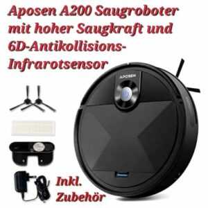 Aposen A200 Saugroboter Roboterstaubsauger mit 6D Antikollisions-Infrarotsensor