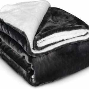 Decke Kuscheldecke Sherpa Wolldecke warm HEIMWERT (Grau, 150 x