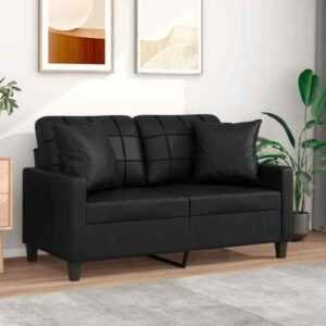 2-Sitzer-Sofa mit Zierkissen Kunstleder Bodensofa mit Schlaffunktion Couch neu