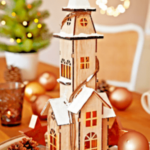 HEITMANN DECO dekorative Holz-Kirche mit LED-Beleuchtung