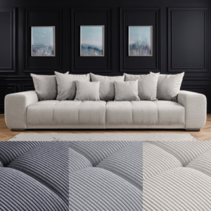 XXL Sofa ELEGANCIA - 285cm - FARBWAHL - Cord - Bigsofa inkl. Kissen - Federkern