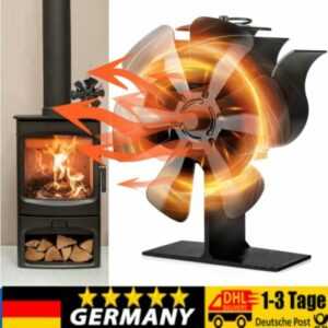 Ofenventilator Kaminofen Ventilator Stromloser Lüfter Stove Fan Gebläse 6 Flügel