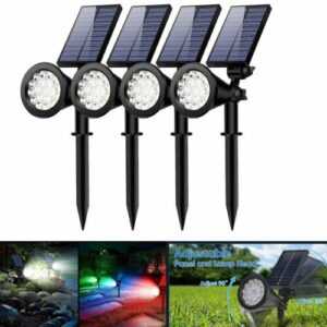 4 Stück RGB LED Solarstrahler Solarleuchte Solarlampe Gartenstrahler Spot Light