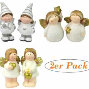 Weihnachtsengel - Weihnachtsdeko - Dekofiguren - 2er Set aus Keramik, Handbemalt