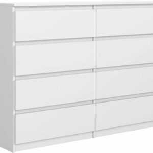 Kommode mit 8 Schubladen 120 cm Weiß - Sideboard Wohnzimmer - Schubladenschrank