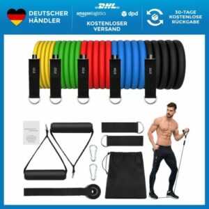 JATEKA 5er Fitnessbänder Set - Widerstandsbänder für Muskelaufbau & Pilates