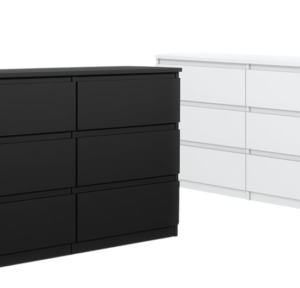 Kommode mit 6 Schubladen 120, 140 cm Sideboard Mehrzweckschrank Schwarz Weiß Mat