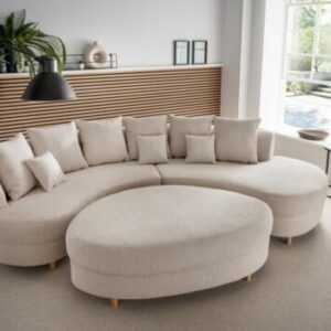 Big Sofa Limona von Benformato Farbe Beige inklusive Hocker