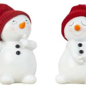 2 Stück Schneemann Figuren fröhlich 15cm Weihnachten Deko Dekofigur Winterdeko