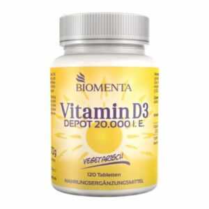 [376,08€/1Kg] Vitamin D3 20000 IU -BIOMENTA- 120 Vitamin D Tabletten veggie