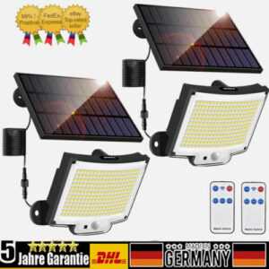 2Stk LED Solarleuchte mit Bewegungsmelder Solarstrahler Außenleuchte Gartenlampe