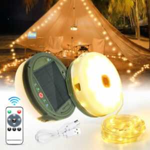 12m Solar Camping Lichterkette Aufrollbar Wasserdichte Tragbare LED Lichterkette