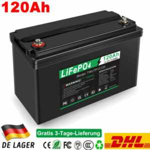 12V 120Ah Lithium Batterie LiFePO4 Akku BMS für Wohnmobile Solarbatterie Boot RV