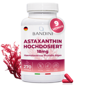 Bandini® Astaxanthin Hochdosiert 18mg | 270 Kapseln – 9 Monatsvorrat - Vegan